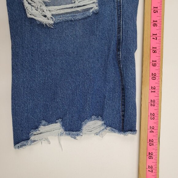 Vanilla Star Womens 20W Blue Distressed Ripped Cropped Jeans Raw Hem Denim - Picture 14 of 14